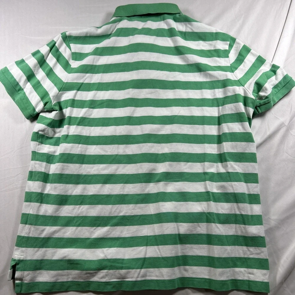 Polo Ralph Lauren Shirt Men’s Size XL White Green Striped Classic Fit Rugby Polo